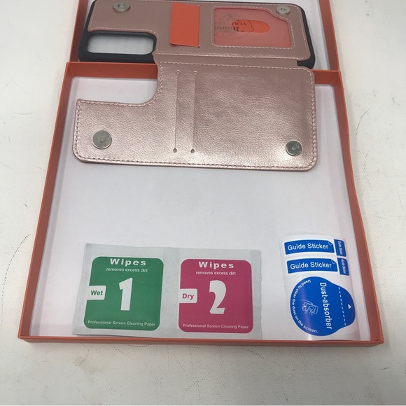 VANAVAGY Wallet Case for Galaxy A24 Phone w/Screen Protector Glass, Rose Gold - Picture 7 of 8